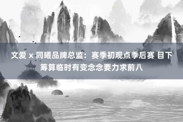 文爱 x 同曦品牌总监：赛季初观点季后赛 目下筹算临时有变念念要力求前八
